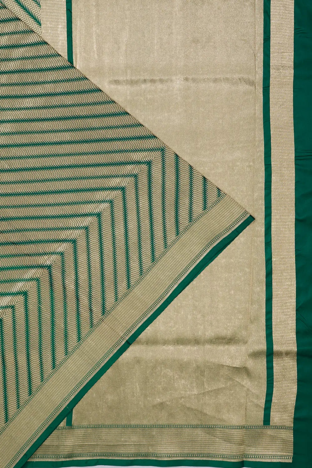 Banarasi Silk Brocade Bottle Green Saree