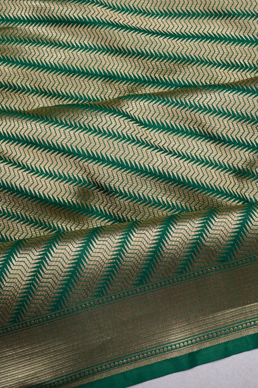 Banarasi Silk Brocade Bottle Green Saree