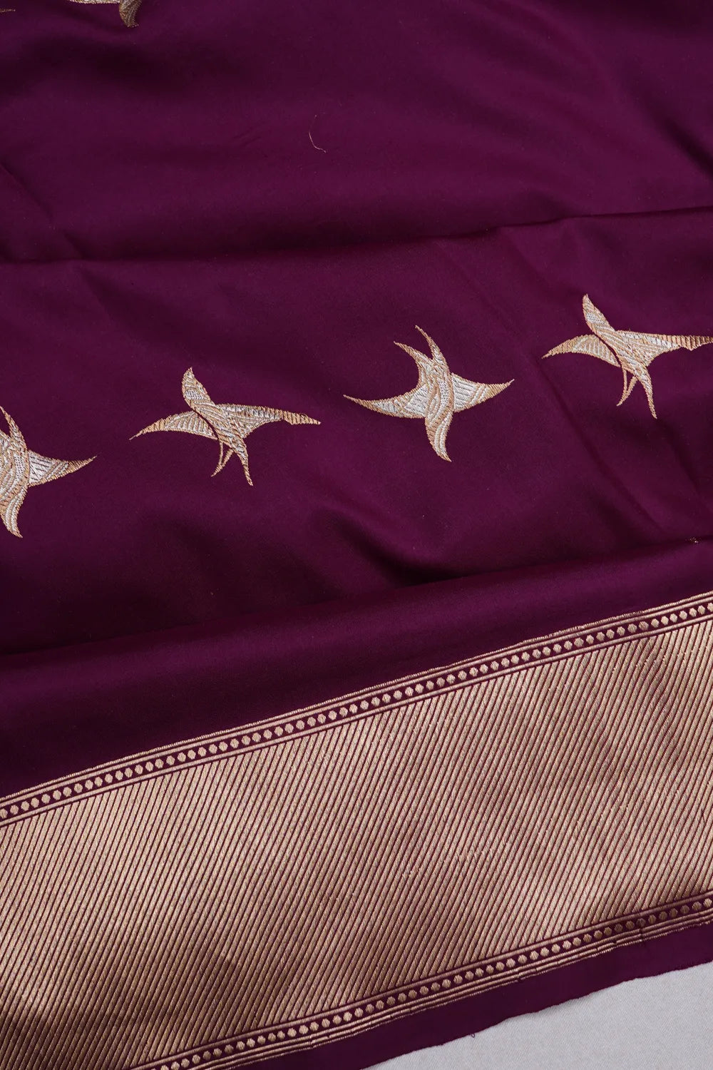 Banarasi Silk Kadwa Butta Purple Saree