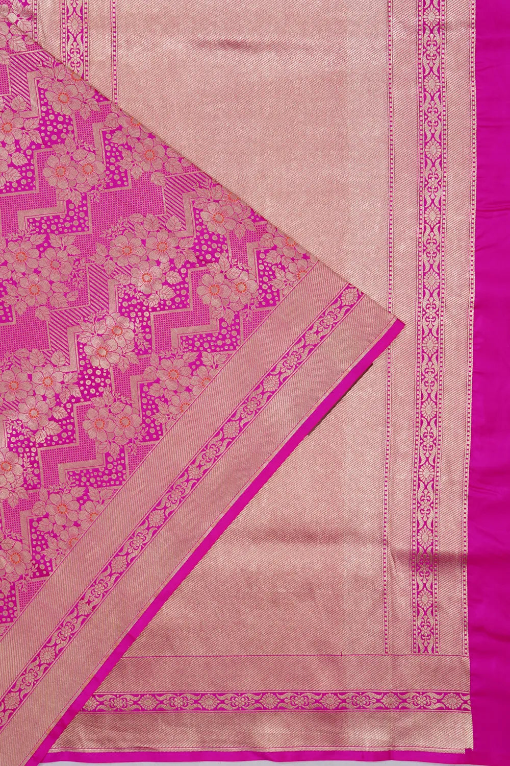 Banarasi Silk Brocade Rani Pink Saree