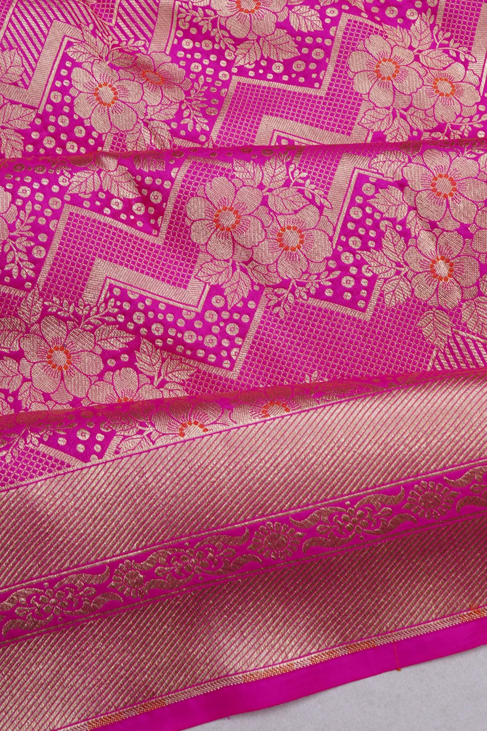 Banarasi Silk Brocade Rani Pink Saree