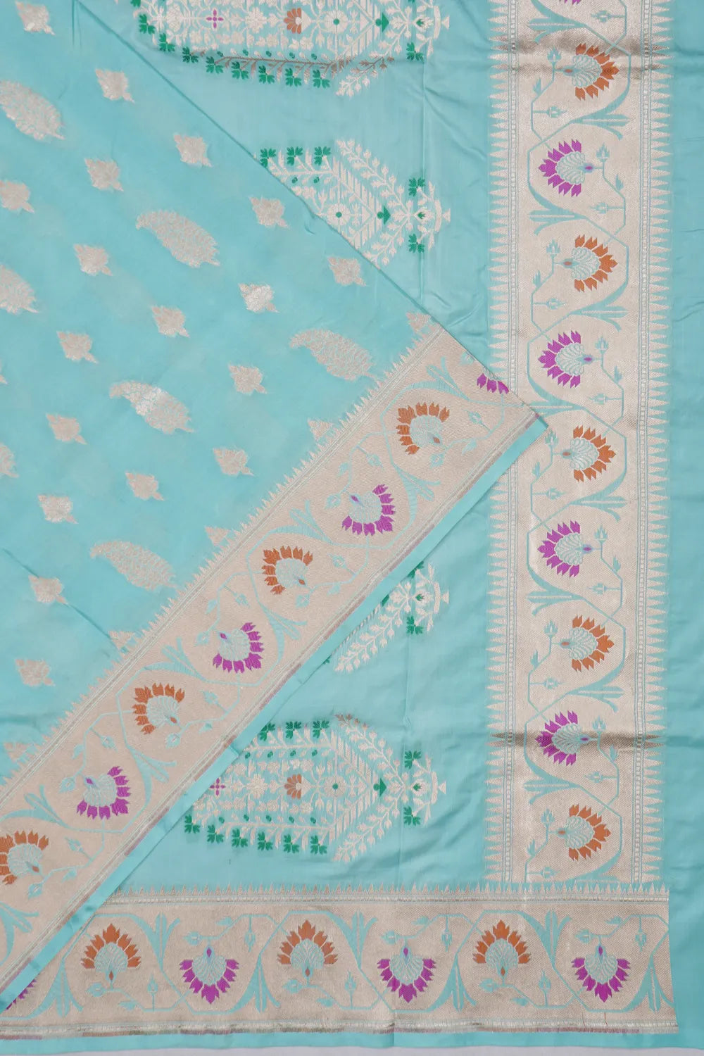 Banarasi Silk Kadwa Butta Sky Blue Saree