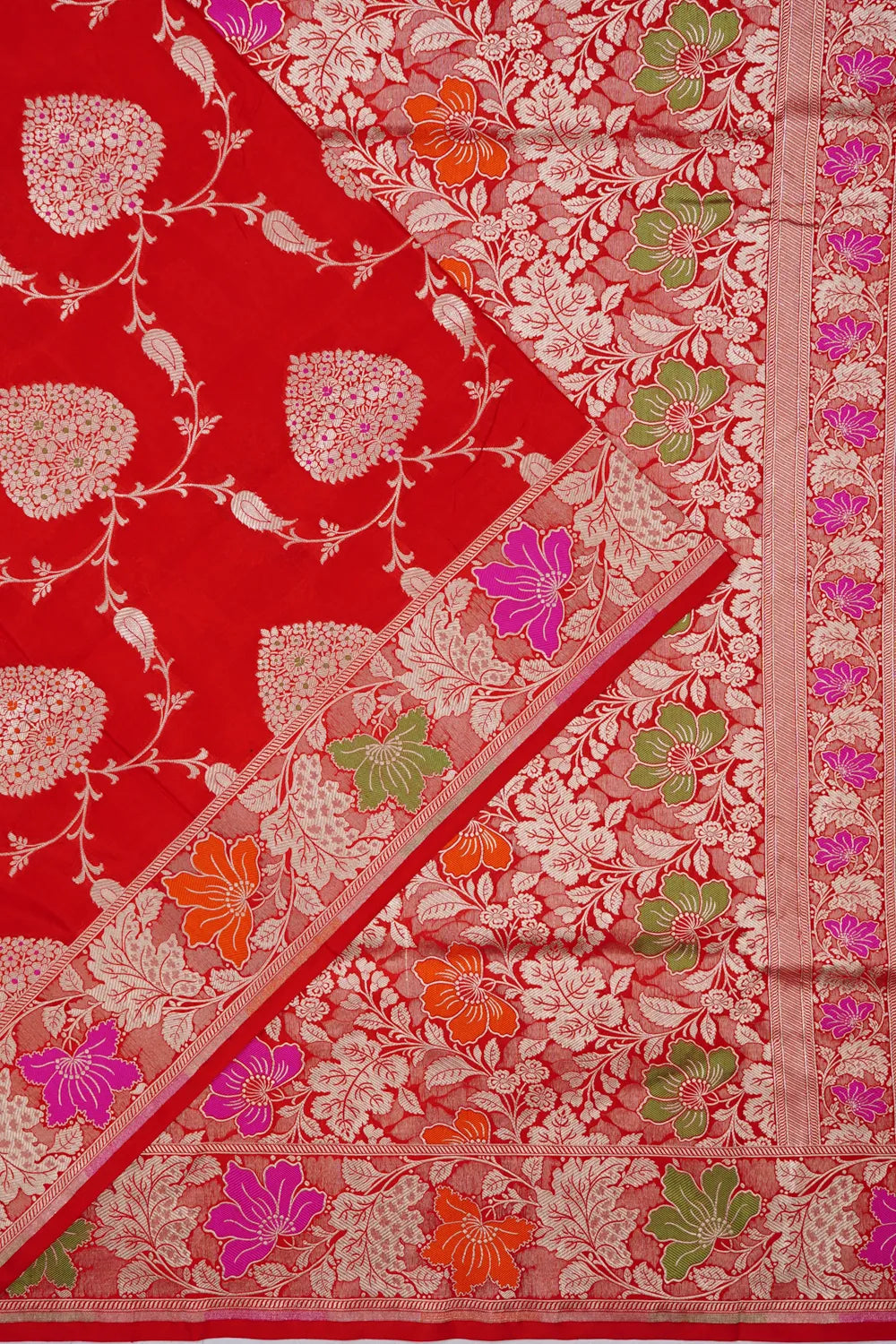 Banarasi Silk Phekwa Jaal Red Saree