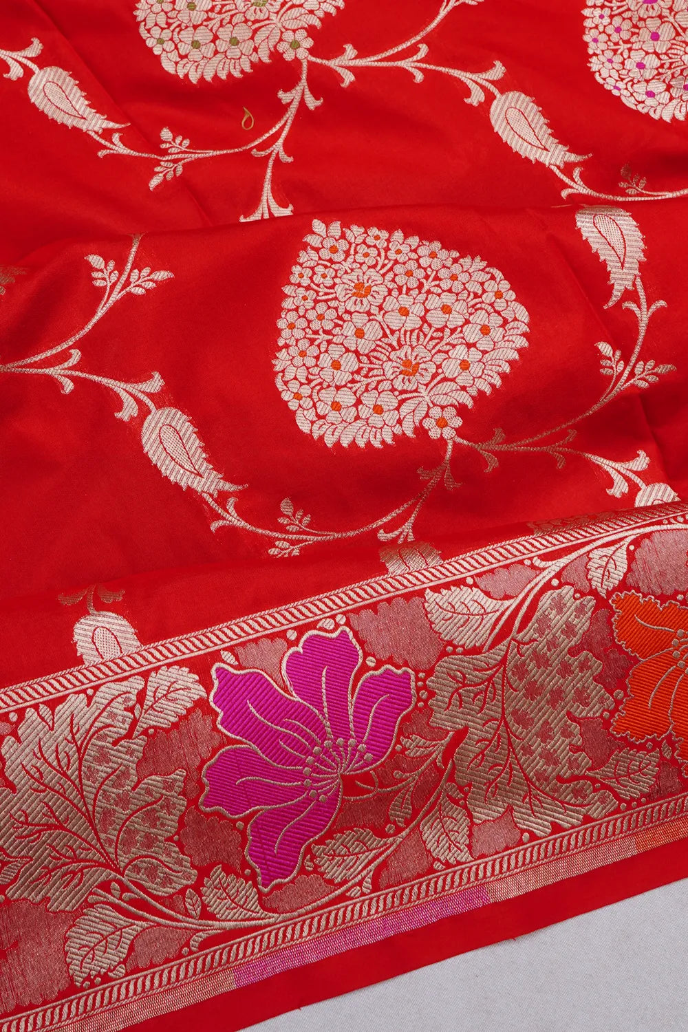Banarasi Silk Phekwa Jaal Red Saree