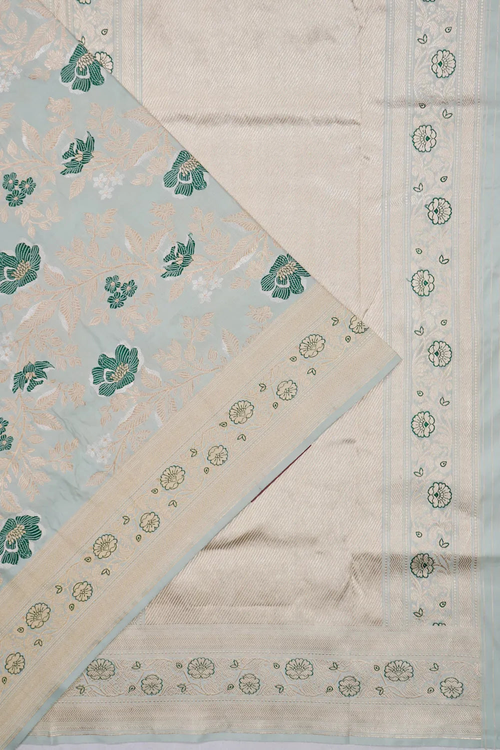 Banarasi Silk Kadwa Jaal Pastel Blue Saree