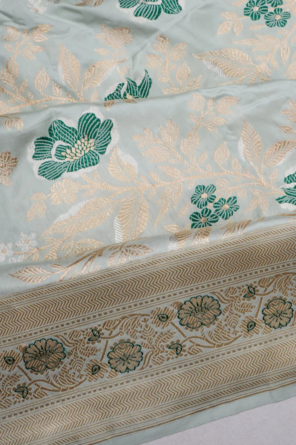 Banarasi Silk Kadwa Jaal Pastel Blue Saree