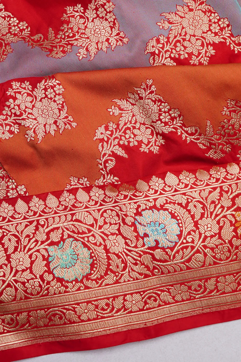 Banarasi Silk Kadwa Jaal Rangkat Red Saree