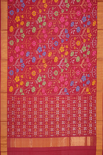 Uppada Silk Jamdani Jaal Maroon Saree