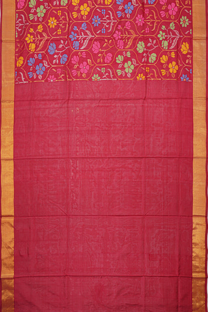 Uppada Silk Jamdani Jaal Maroon Saree