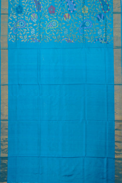 Uppada Silk Jamdani Jaal Blue Saree