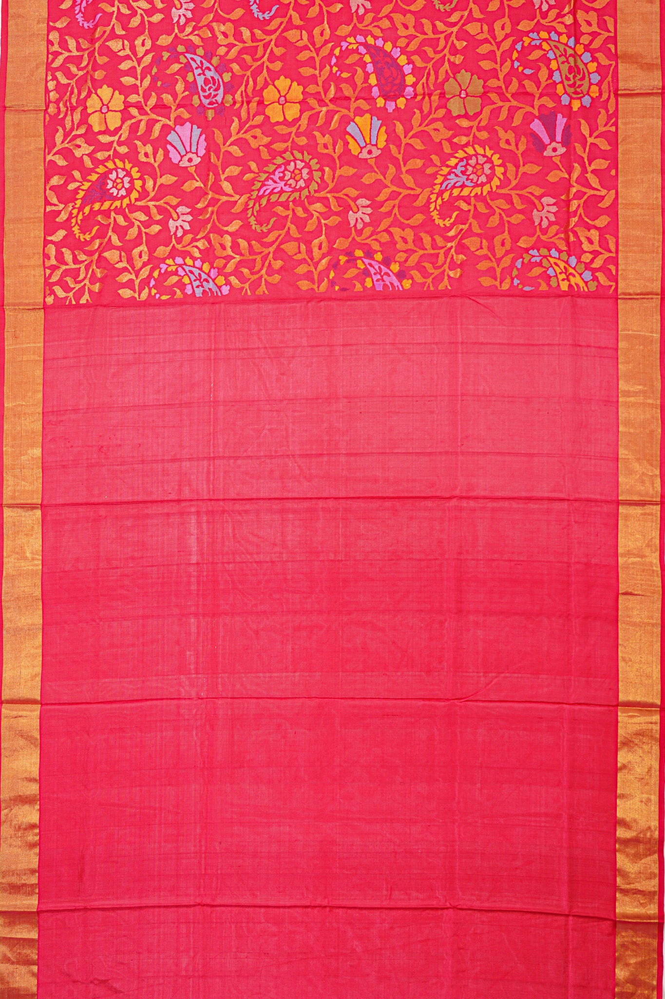 Uppada Silk Jamdani Jaal Pink Saree