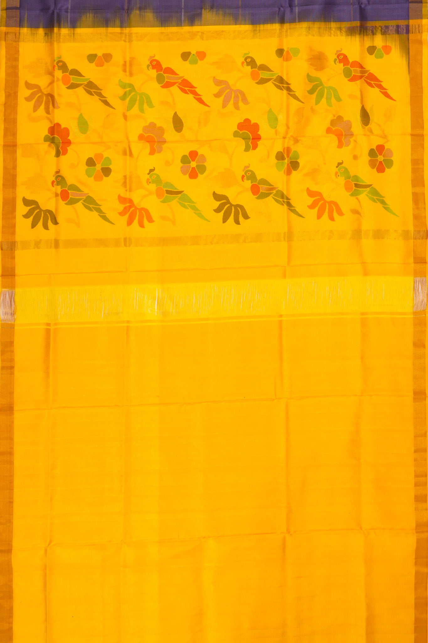 Uppada Silk Horizontal Lines Violet Saree With Jamdani Pallu