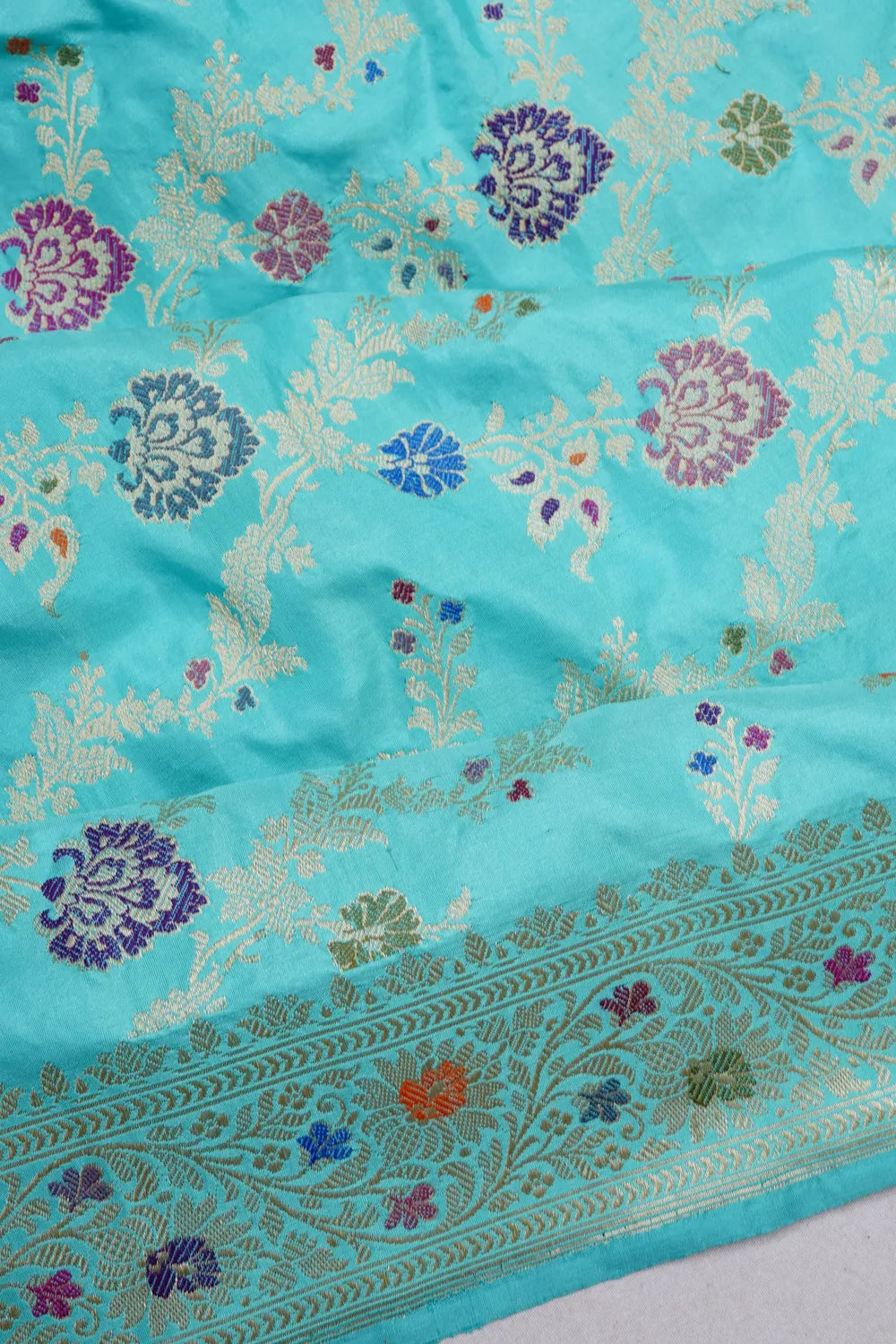 Banarasi Silk Meenakari Kadwa Jaal Sky Blue Saree