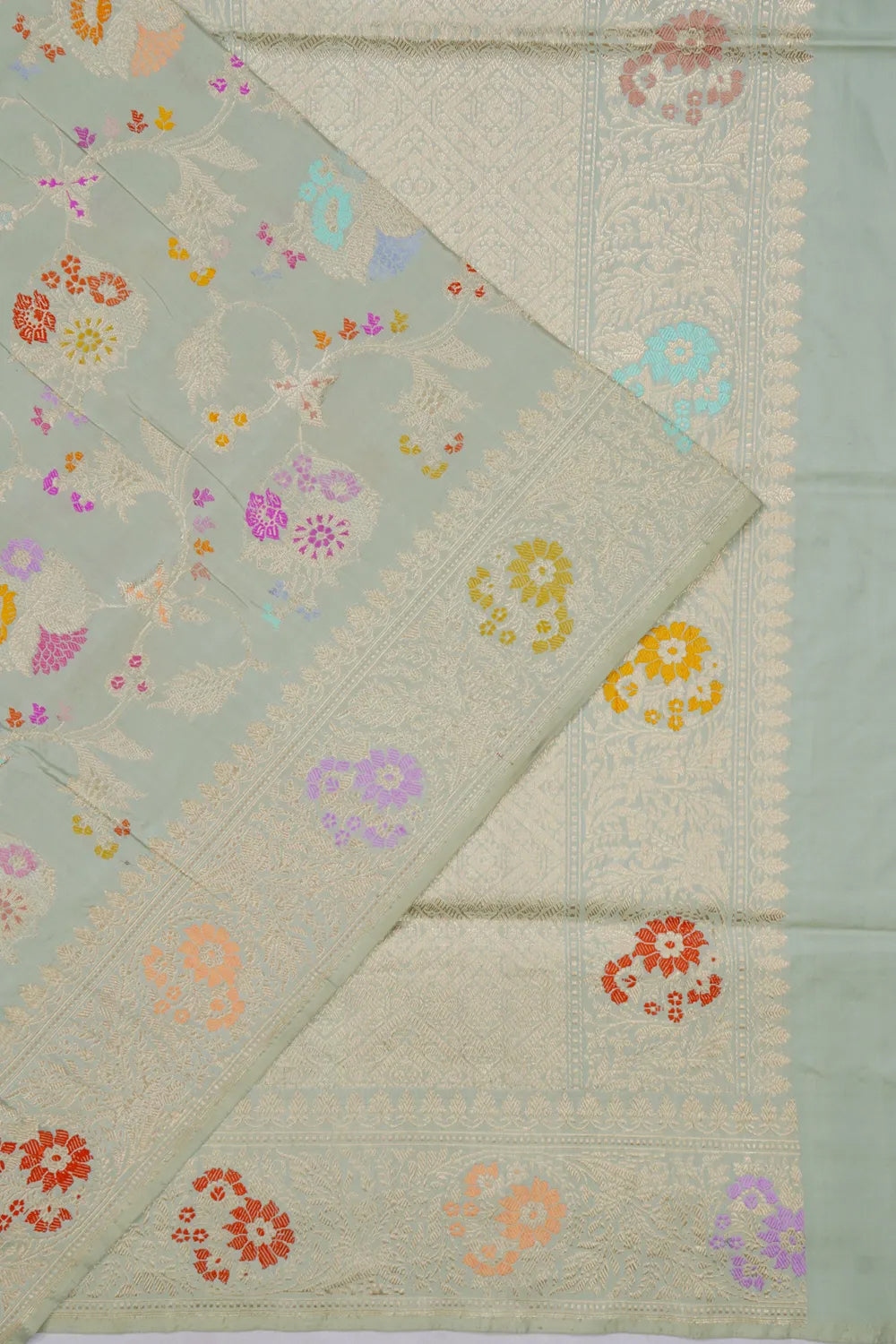 Banarasi Silk Meenakari Kadwa Jaal Pastel Blue Saree