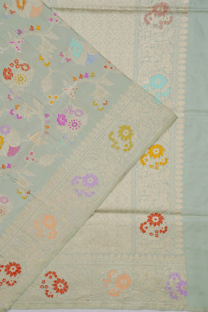 Banarasi Silk Meenakari Kadwa Jaal Pastel Blue Saree