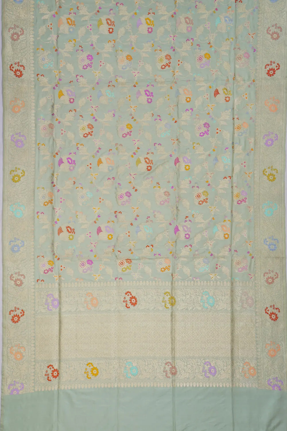 Banarasi Silk Meenakari Kadwa Jaal Pastel Blue Saree