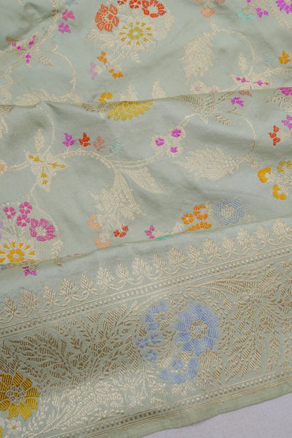 Banarasi Silk Meenakari Kadwa Jaal Pastel Blue Saree