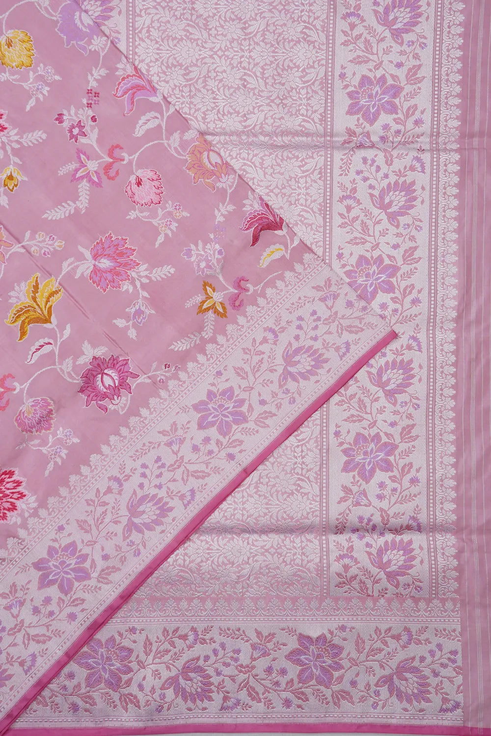 Banarasi Silk Meenakari Kadwa Jaal Pink Saree