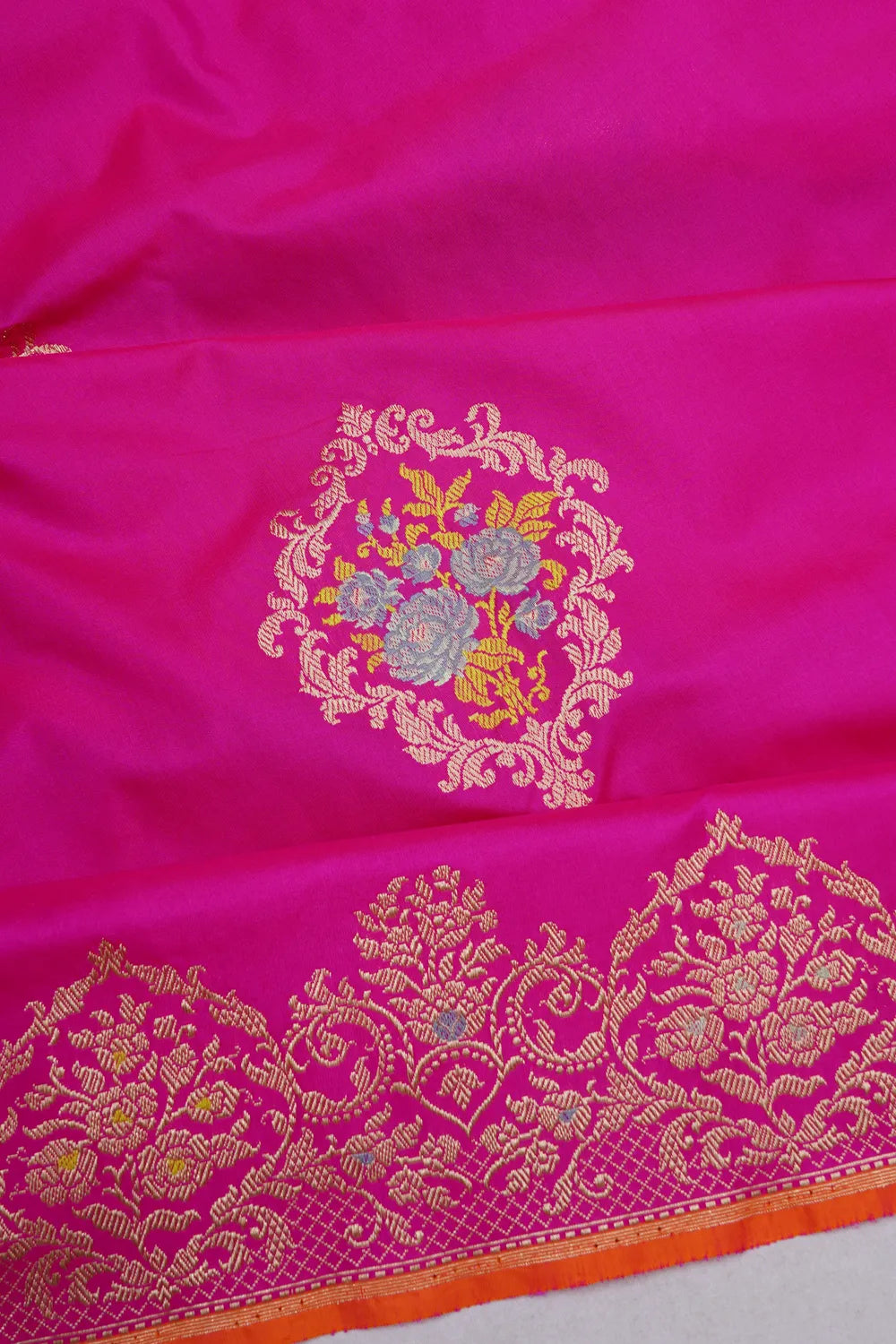 Banarasi Silk Kadwa Jaal Rani Pink Saree