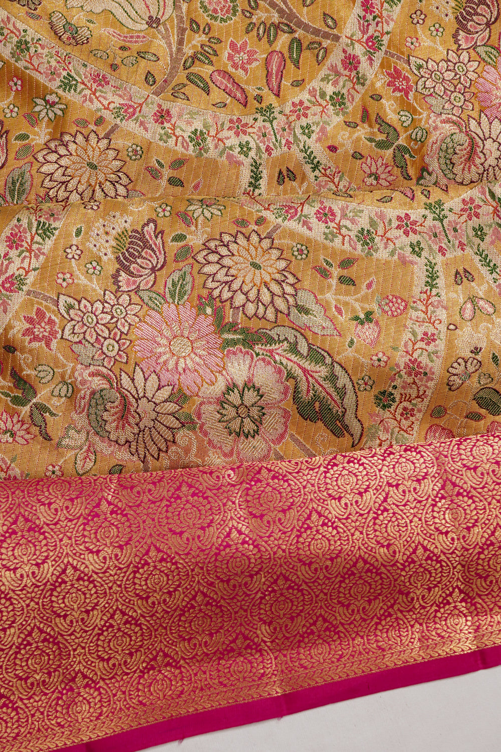 Kanchipuram Silk Tissue Brocade Gold Saree