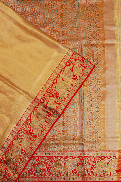 Taranga Kanchi Silk Tissue Brocade Gold Saree