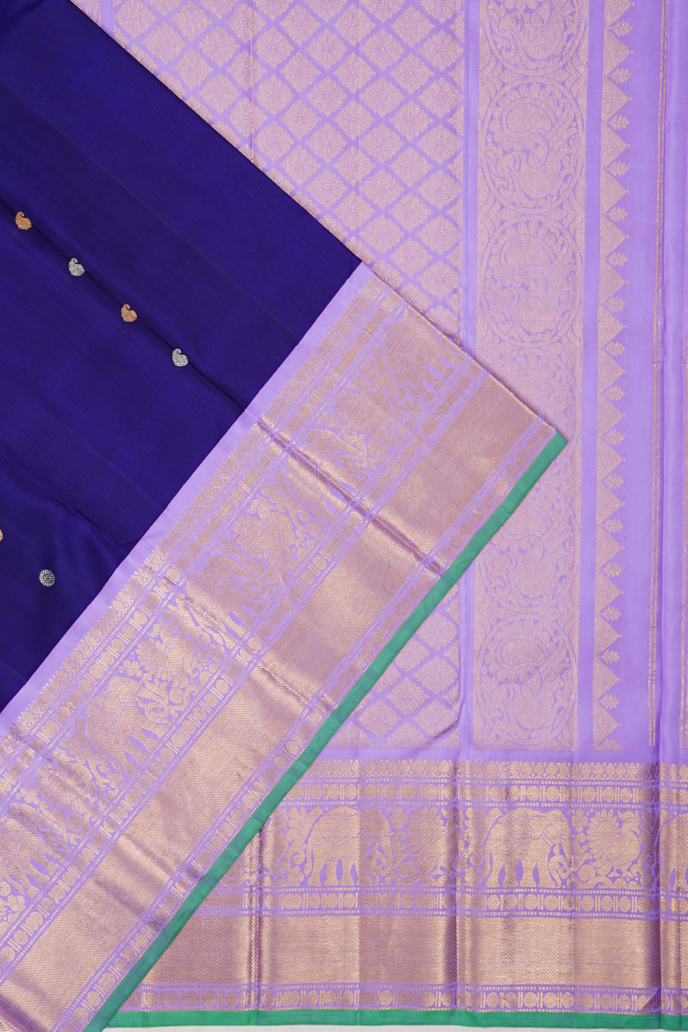 Kanchipuram Silk Butta dark Blue Saree
