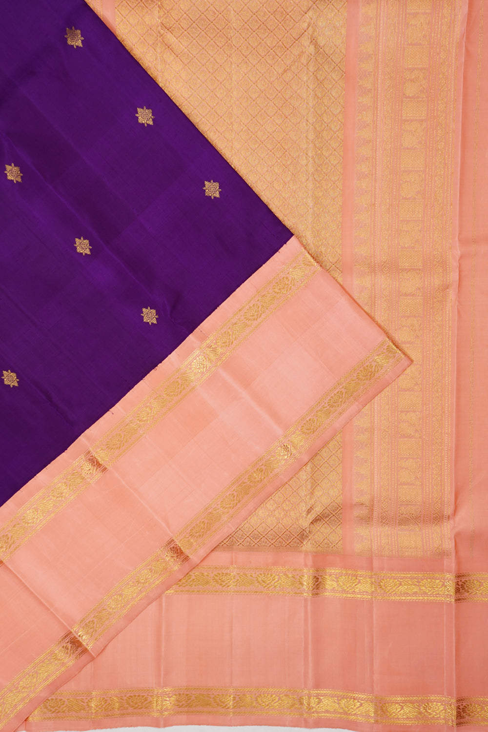 Gadwal Silk Butta Violet Saree