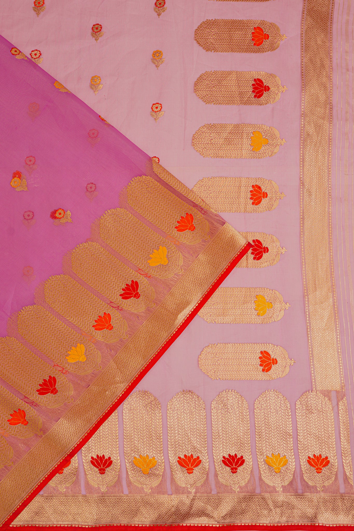 Banarasi Kora Organza Butta Pink Saree