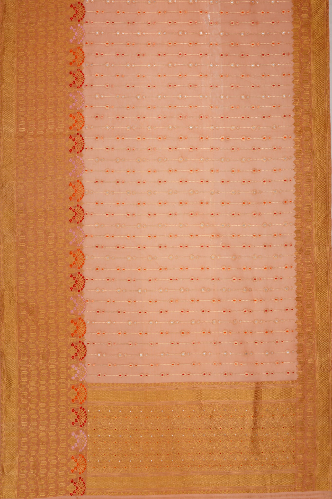 Banarasi Kora Organza Brocade Pastel Orange Saree