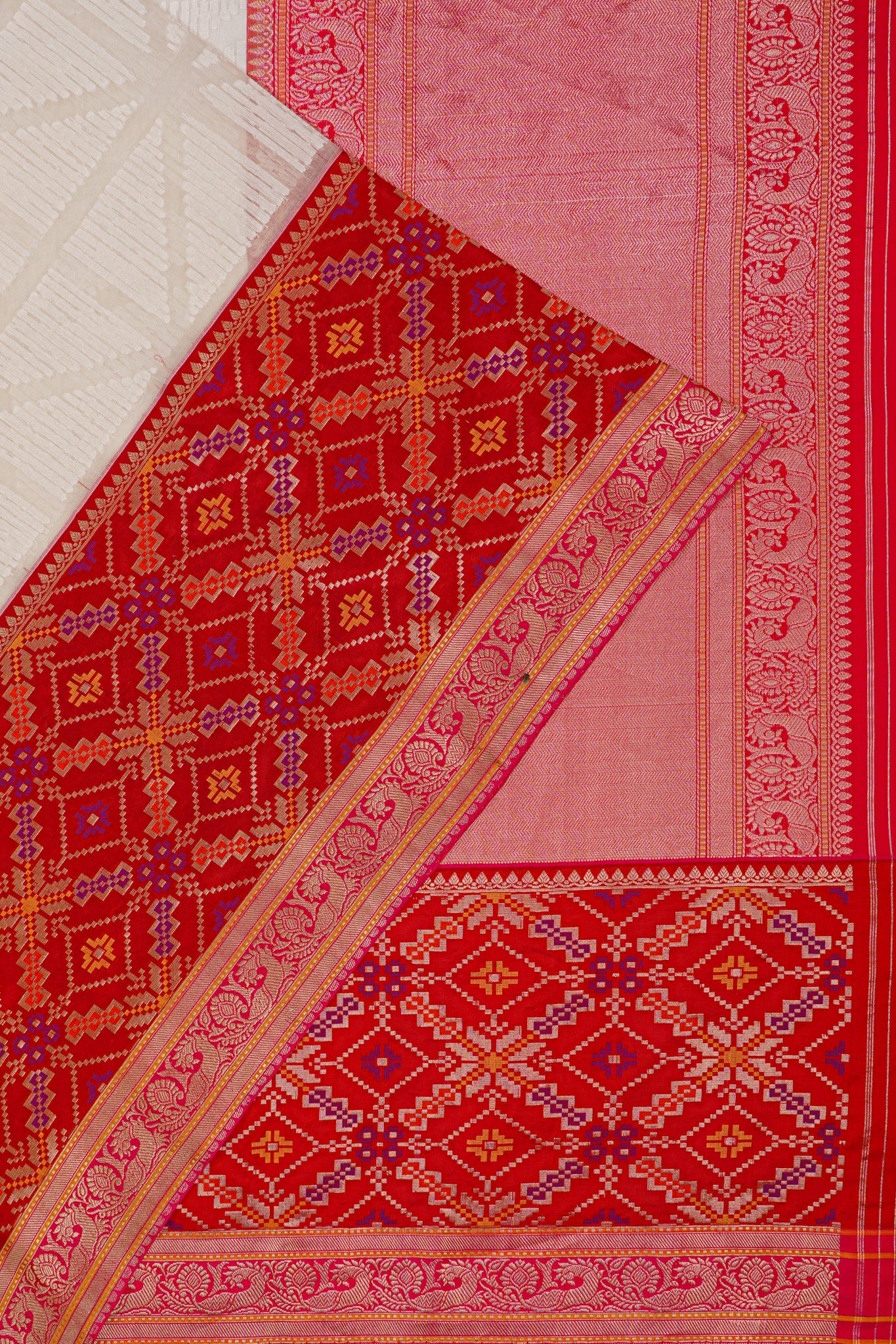 Banarasi Kora Organza Brocade White Saree