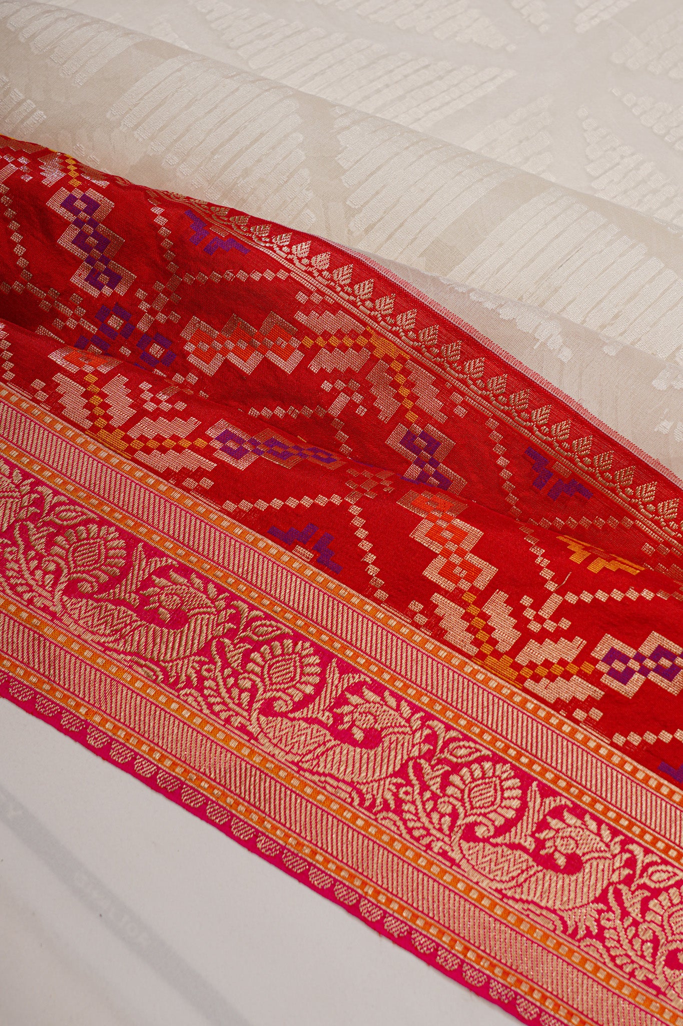 Banarasi Kora Organza Brocade White Saree