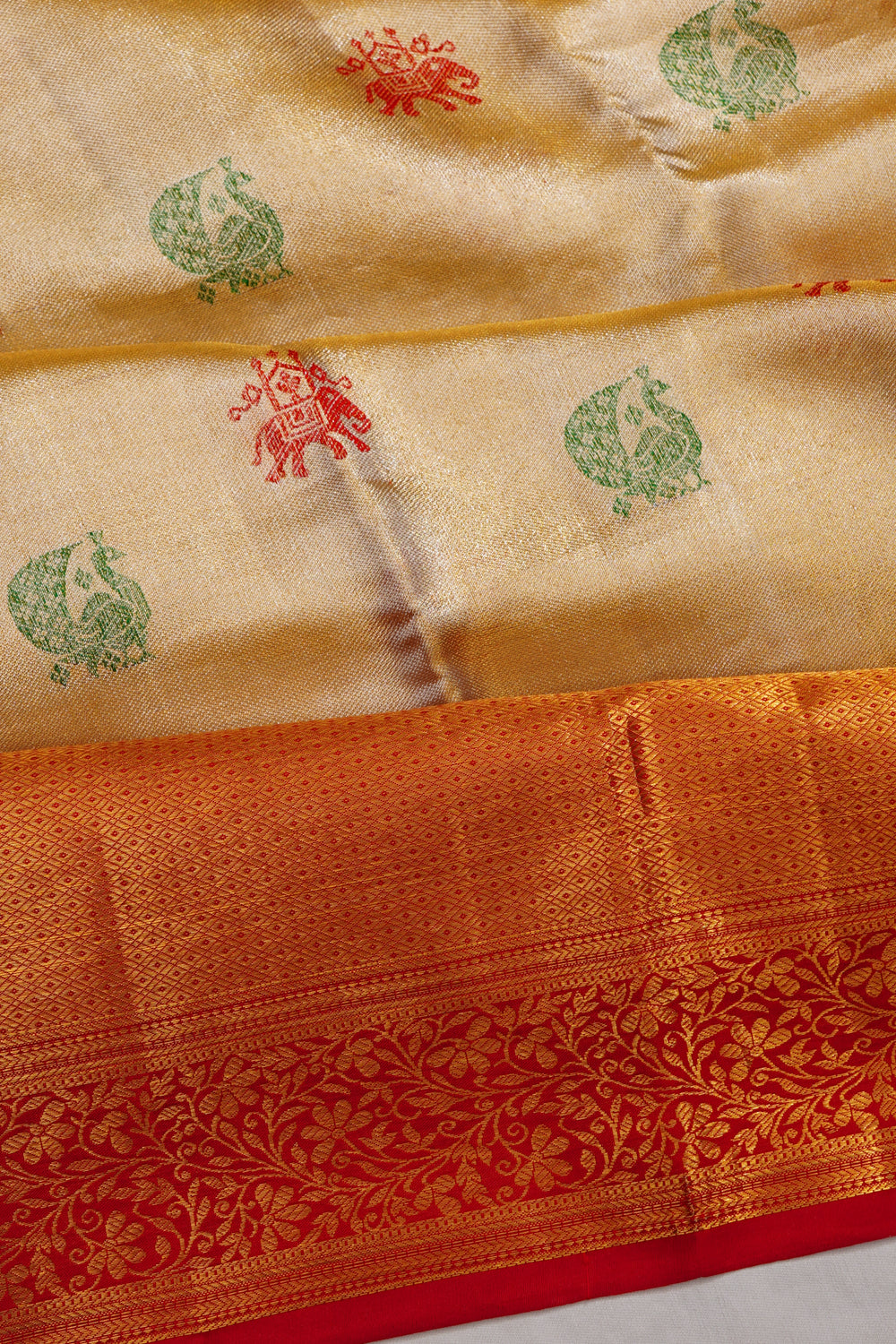 Kanchipuram Silk Tissue Brocade Gold Saree
