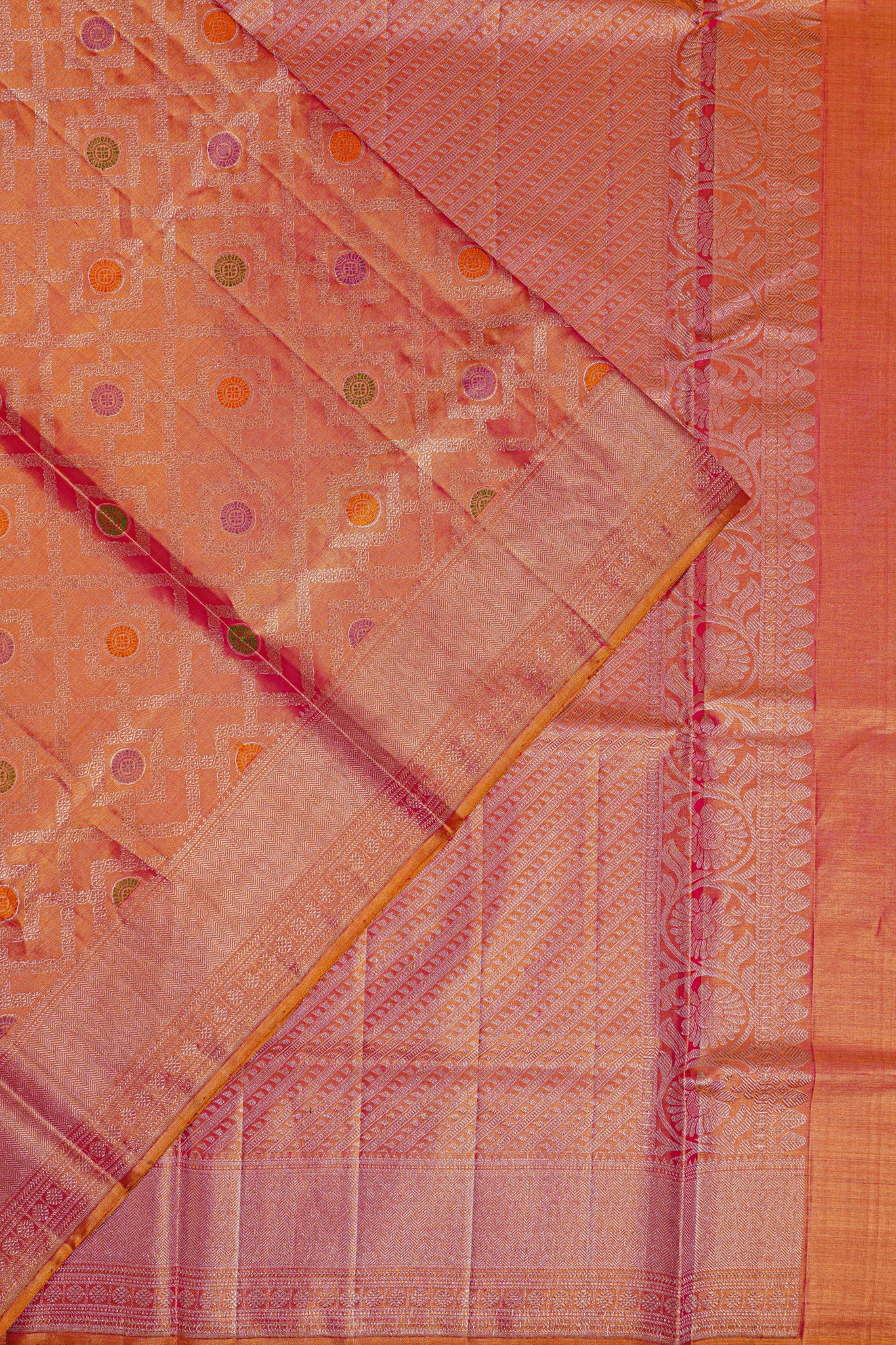 Kanchipuram Silk Tissue Brocade Pink Saree