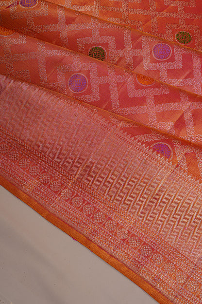 Kanchipuram Silk Tissue Brocade Pink Saree