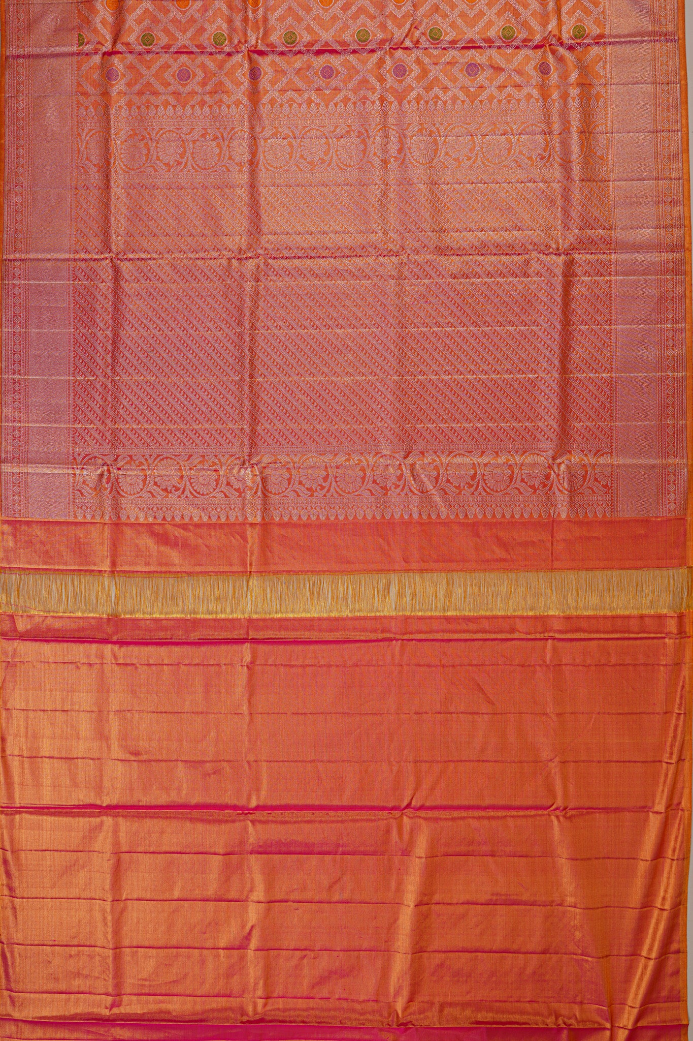 Kanchipuram Silk Tissue Brocade Pink Saree