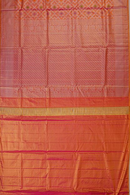 Kanchipuram Silk Tissue Brocade Pink Saree