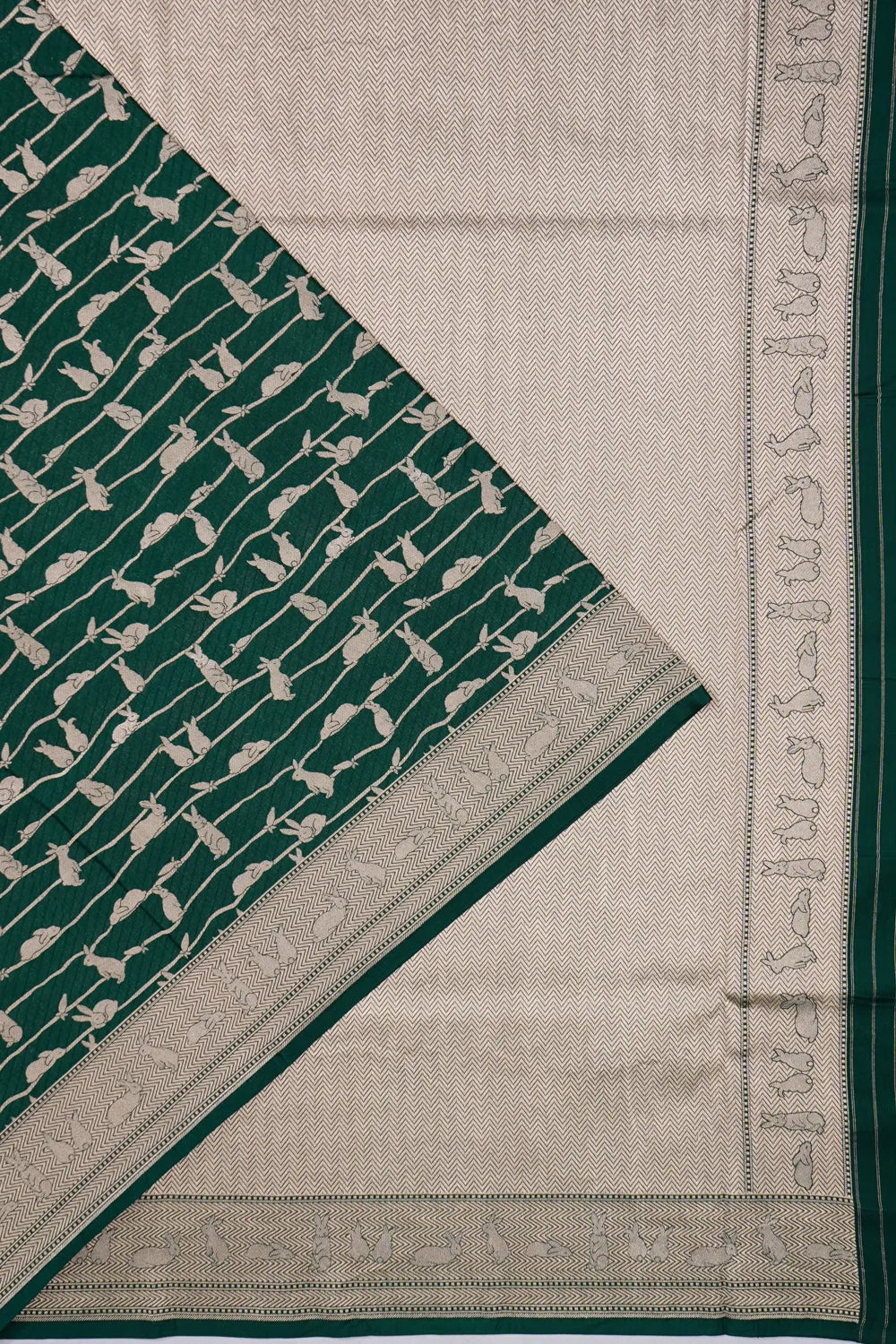 Banarasi Silk Brocade Bottle Green Saree