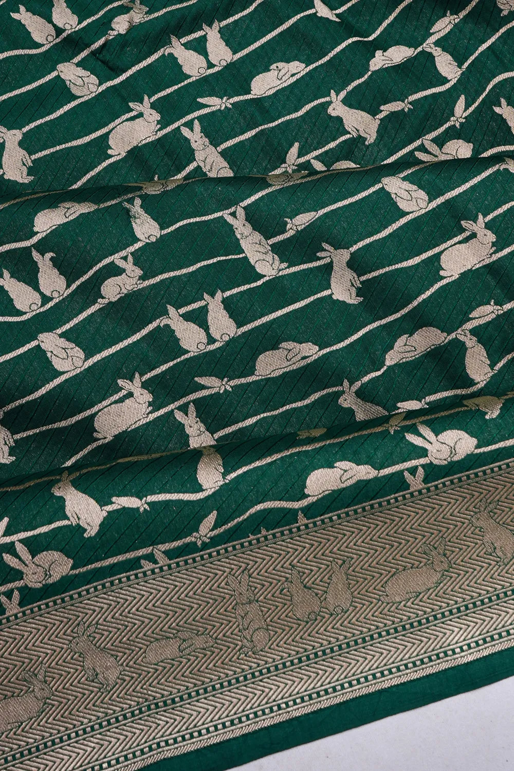 Banarasi Silk Brocade Bottle Green Saree