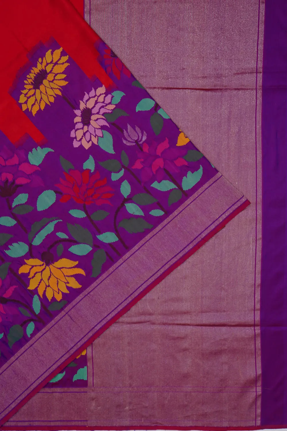 Banarasi Silk Plain And Meenkari Red Saree