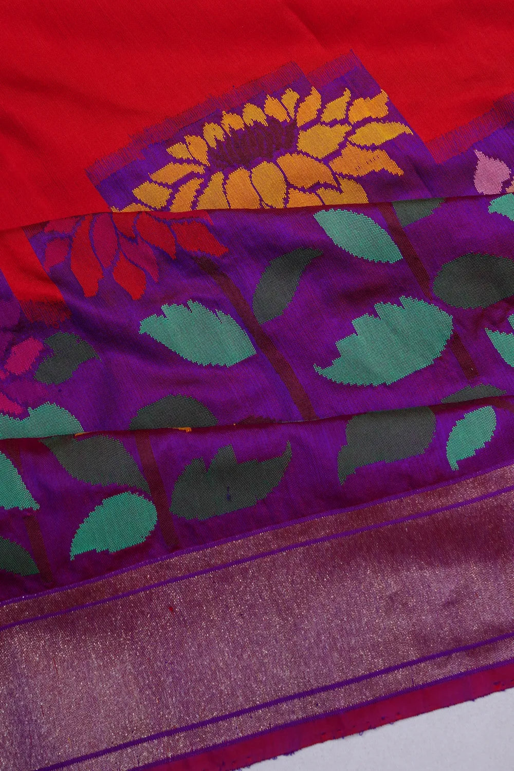 Banarasi Silk Plain And Meenkari Red Saree