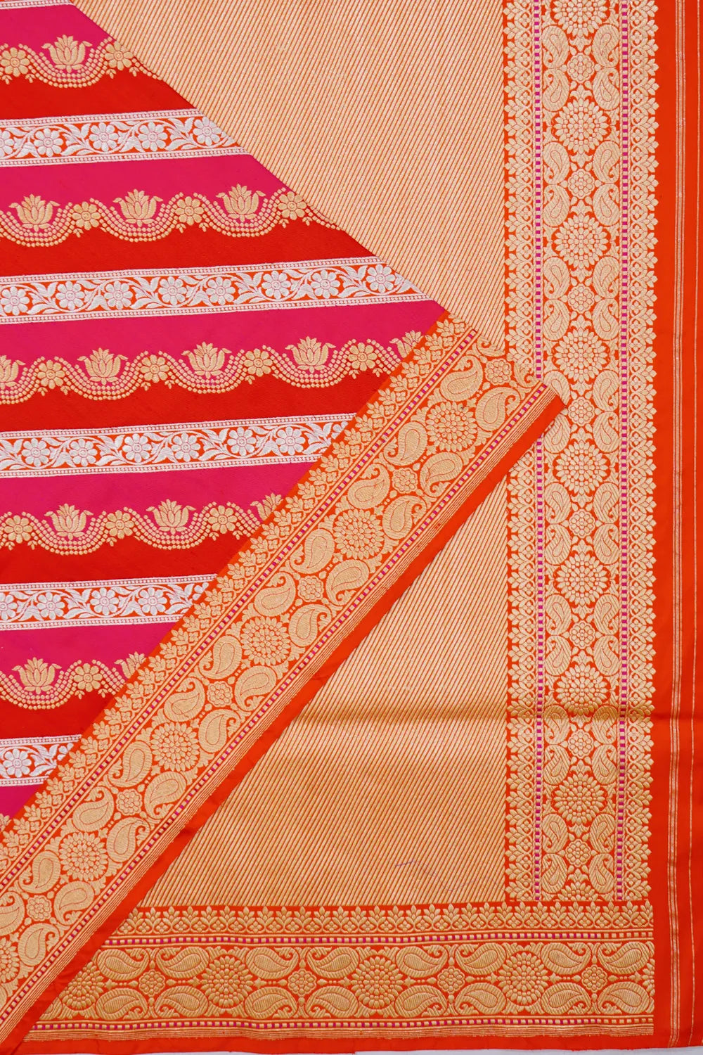 Banarasi Silk Leheriya Kadwa Jaal Rangkat Red Saree