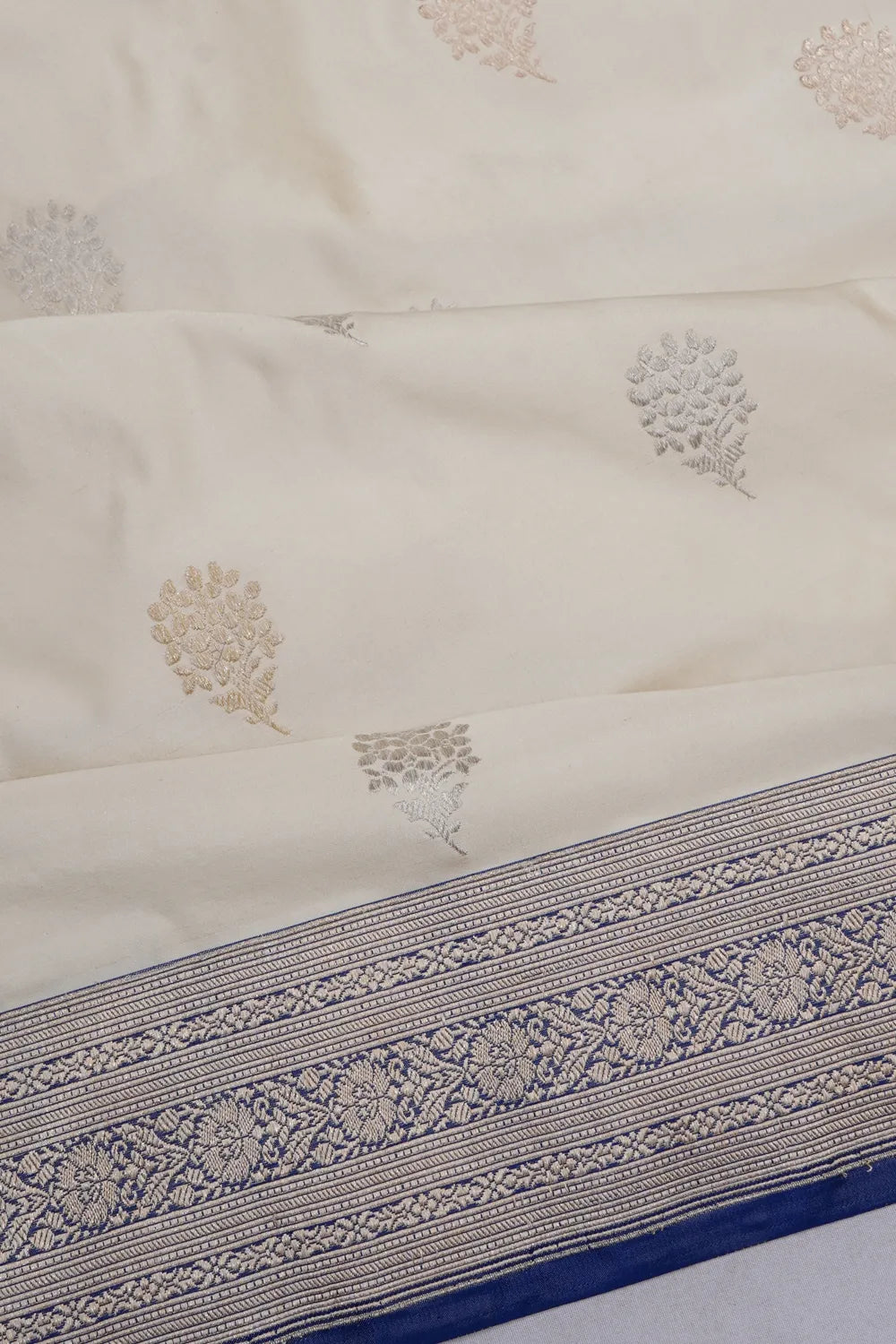 Banarasi Silk Butta Off White Saree