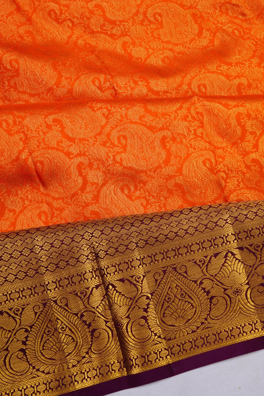 Taranga Kanchi Silk Brocade Orange Saree