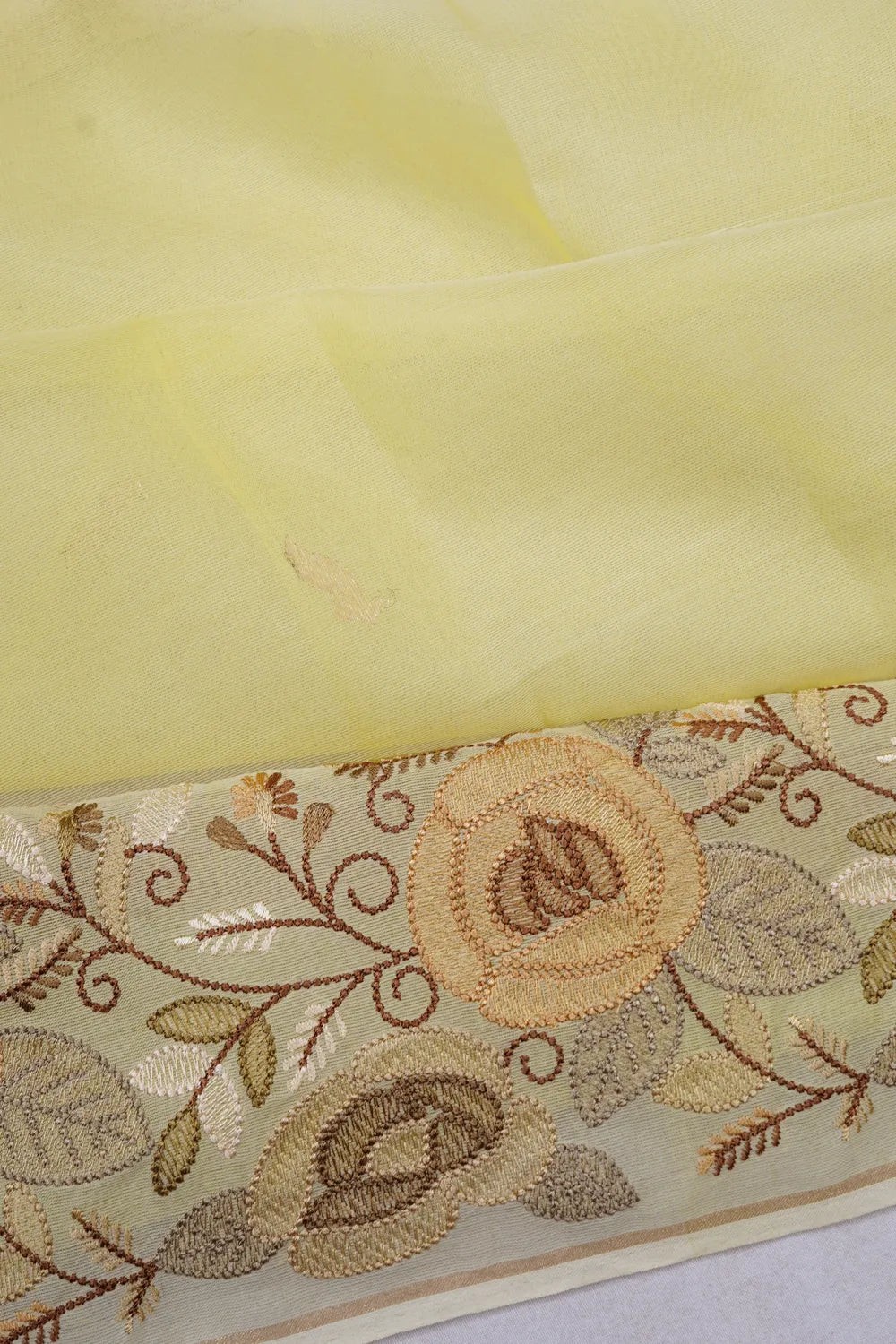 Organza Butta Lemon Yellow Saree With Embroidery Border
