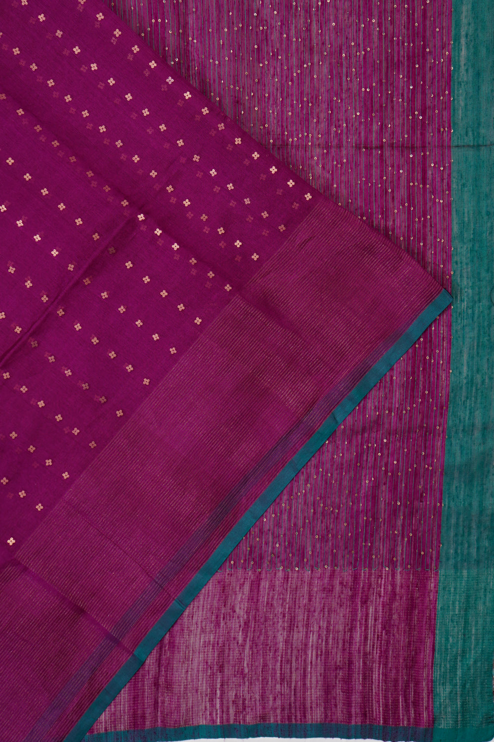 Organza Sequin Butta Purple Saree