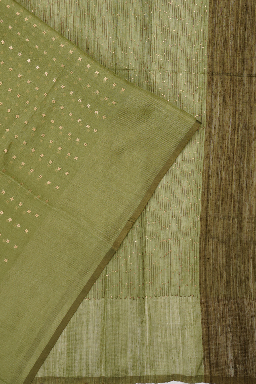 Organza Sequin Butta Green Saree