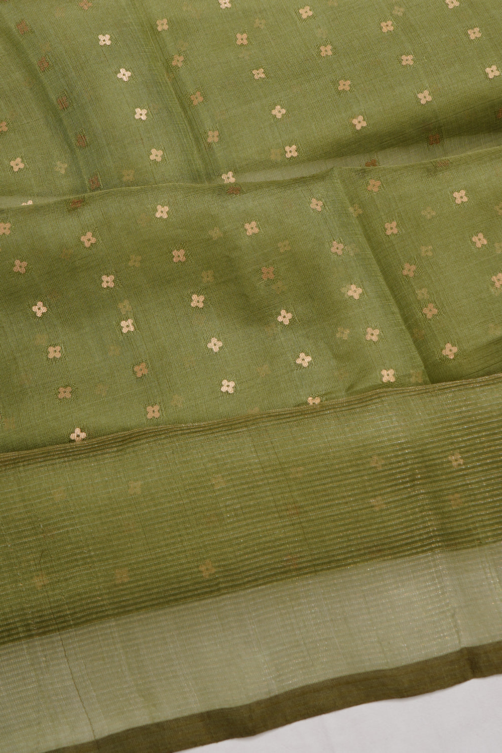 Organza Sequin Butta Green Saree