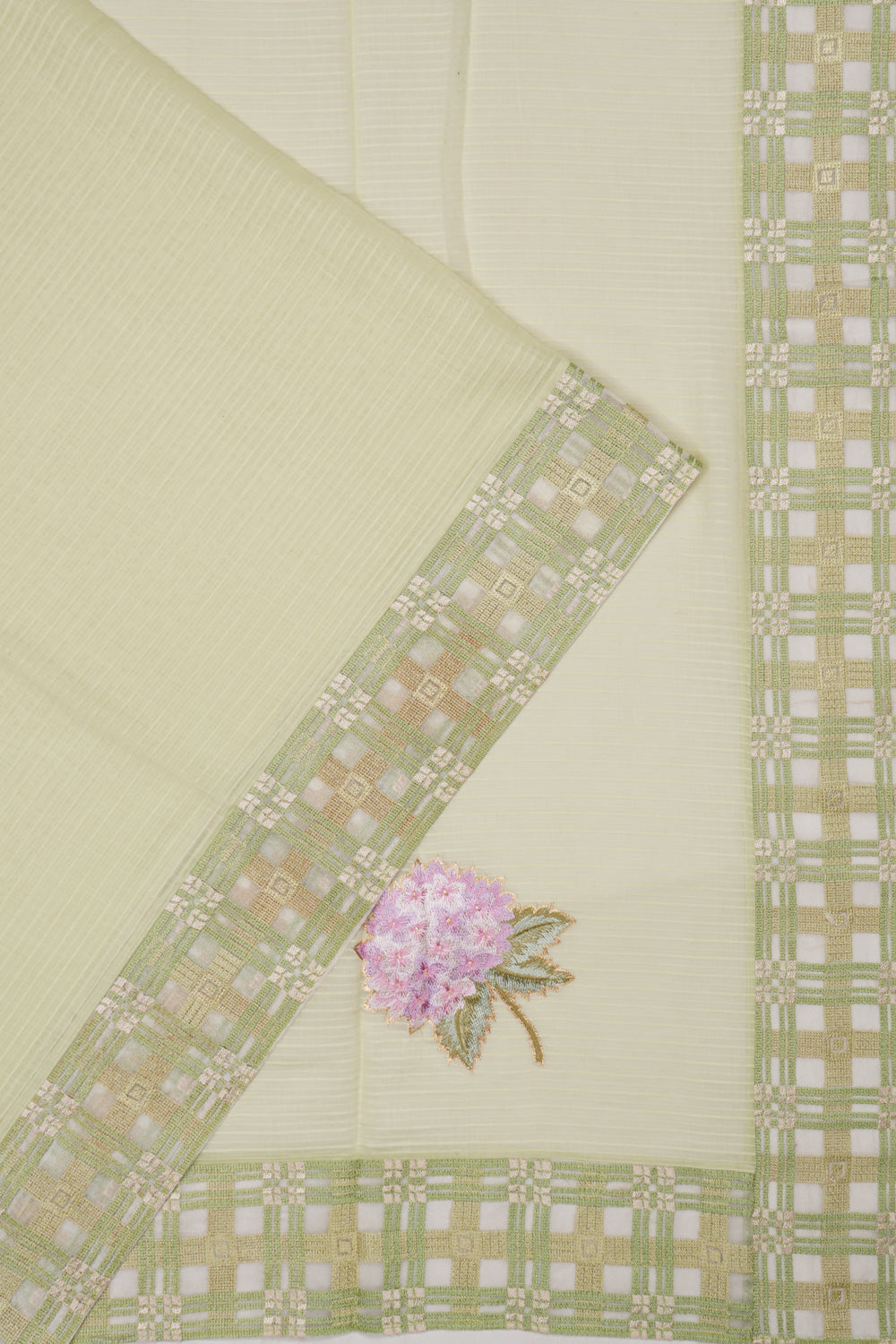 Linen Floral Butta Pastel Green Saree