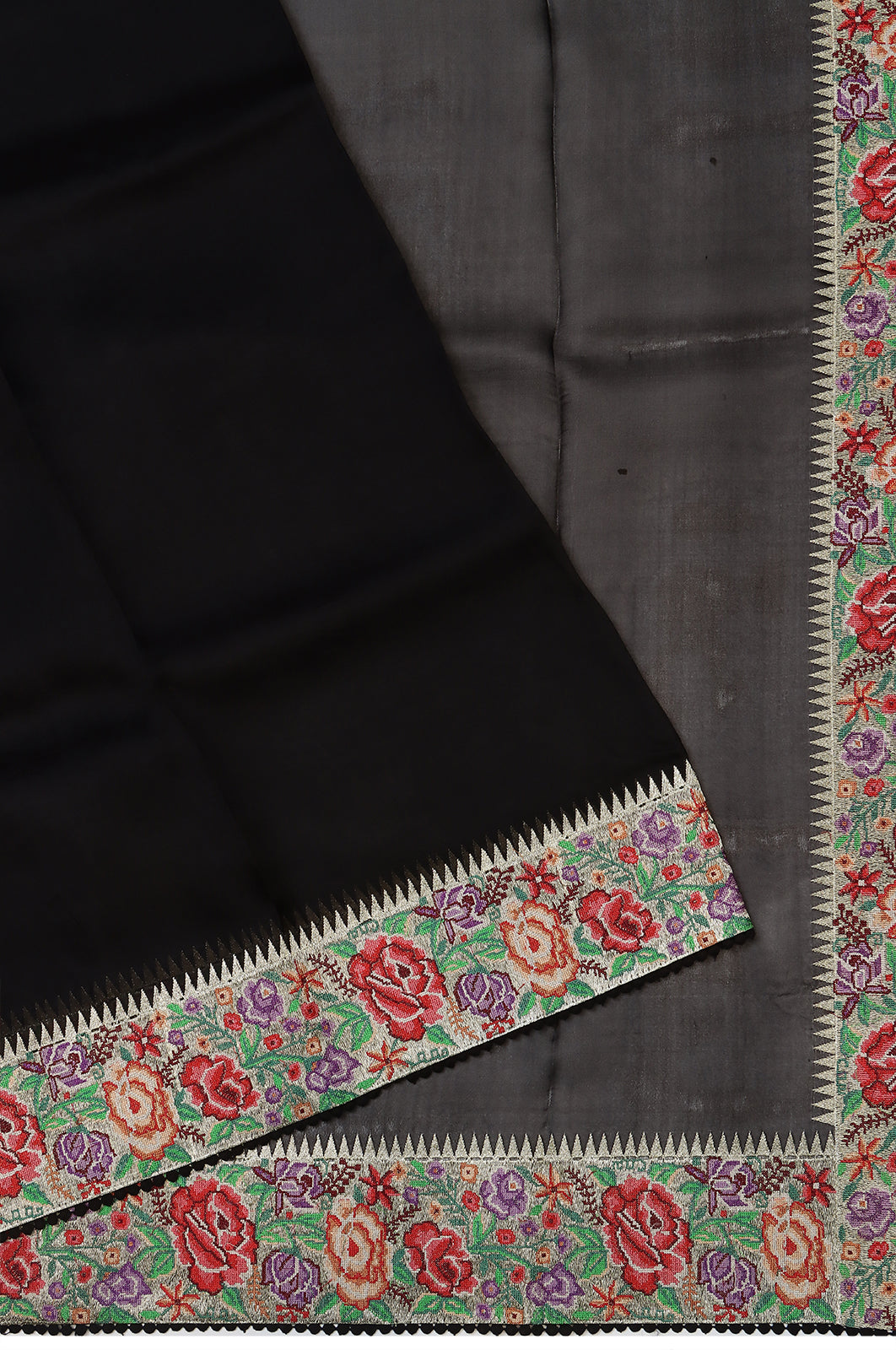 Organza Plain Black Saree With Embroidery Border
