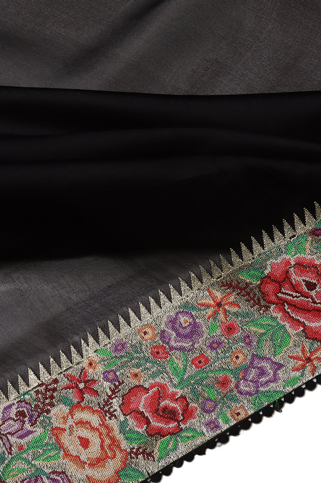 Organza Plain Black Saree With Embroidery Border